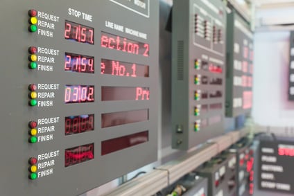 Machine status monitor in control room in factory