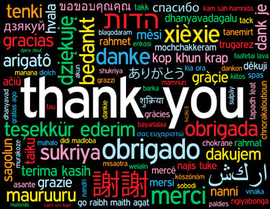 THANK YOU Card (a lot thanks gratitude message words tag cloud)